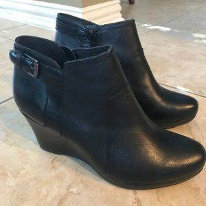 Clarks Black Wedge Booties